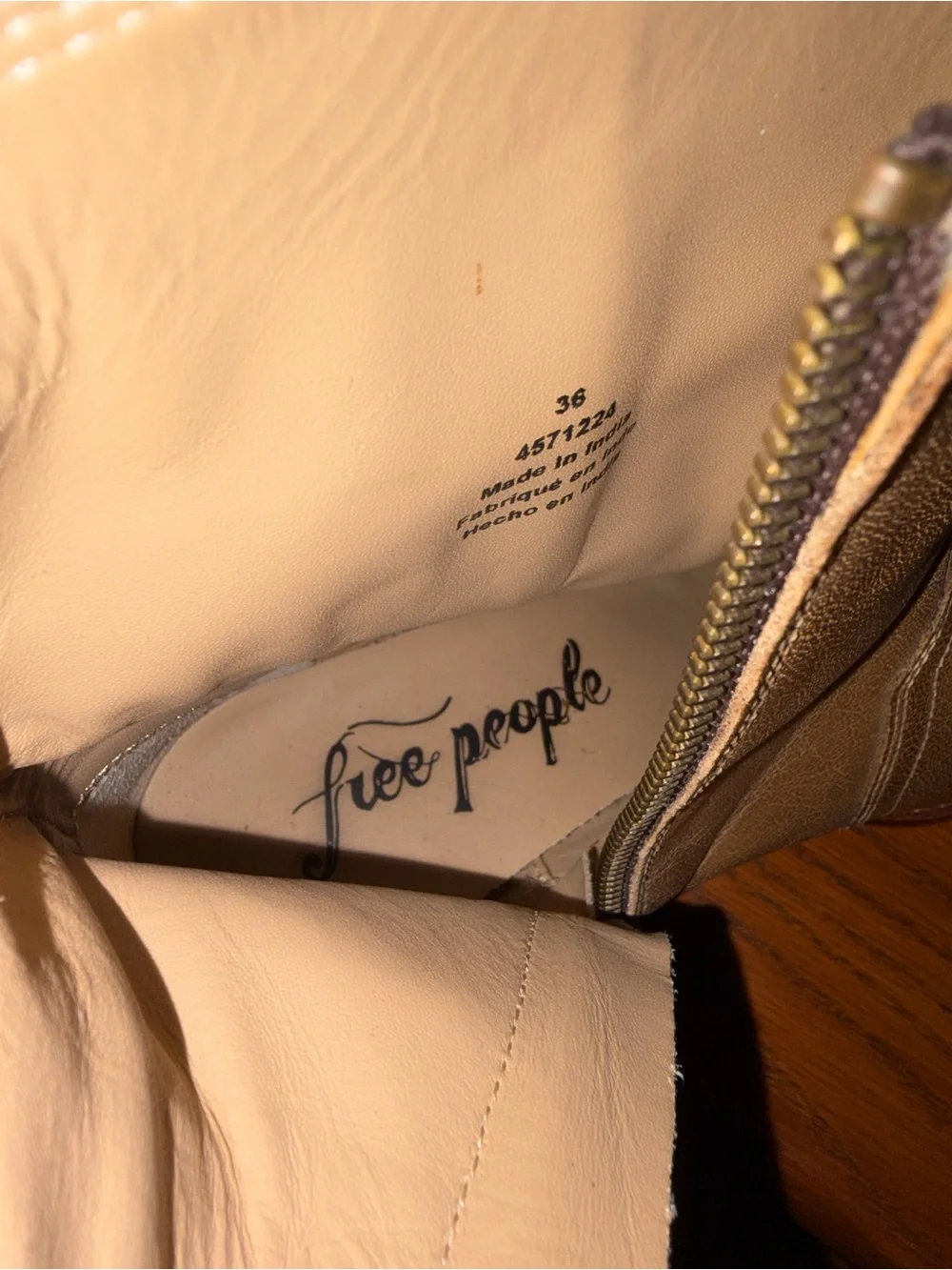 Free People Tan Leather Western Zip Ankle Boots